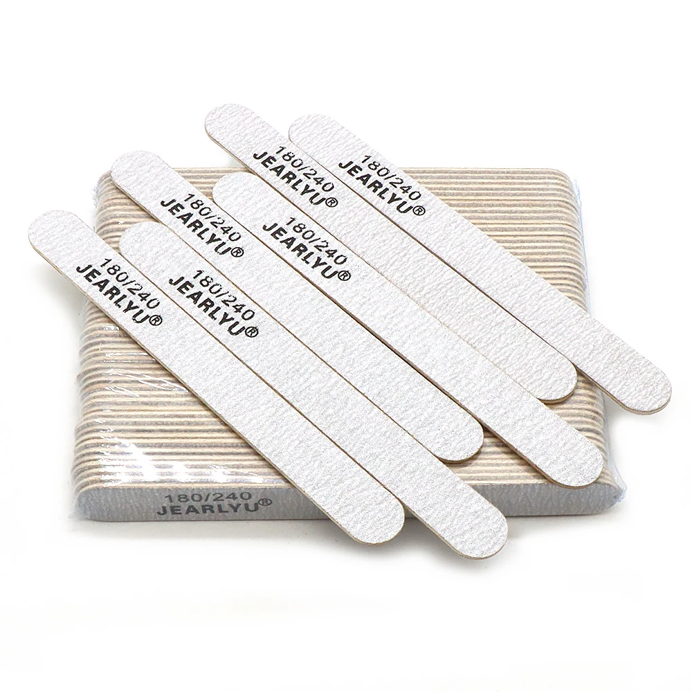 50Pcs Set 13cm Straight Wooden Nail Files Double-Sided 180/240 Grit Durable Fingernail & Toenail Care Polishing Tools