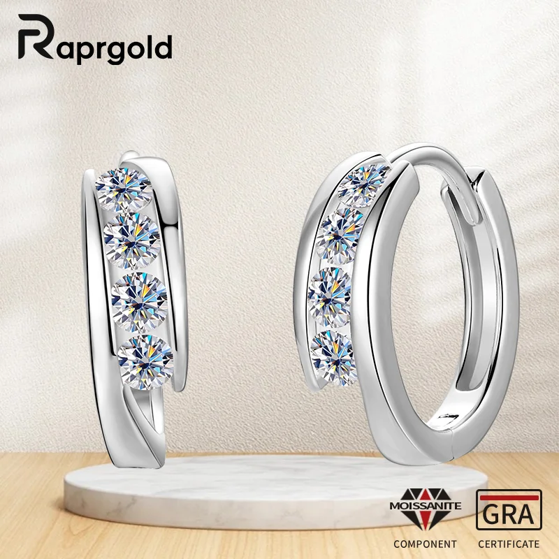 

RAPRGOLD GRA Certified 2.5mm Round Moissanite Hoop Earrings for Women 925 Sterling Silver Huggie Earring Jewelry Gift Pendientes