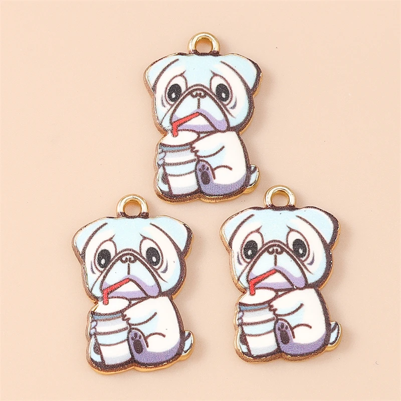 20 Stück 15x22mm Cartoon-Tieranhänger, emaillierte Hunde-Anhänger für die Schmuckherstellung, Ohrringe, Halsketten, DIY-Bastelzubehör – Detail 5