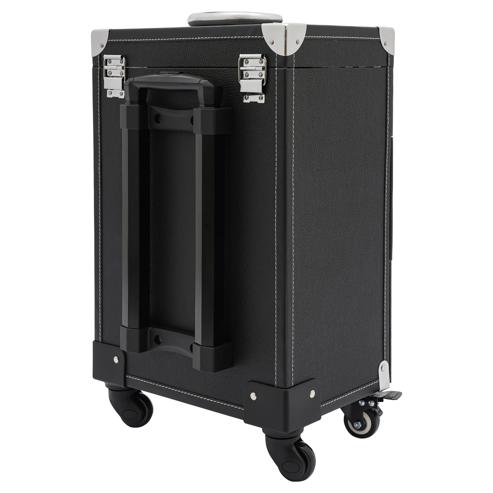 Makeup Train Case with 45 Slots, Removable Makeup Bag, Silent Wheels, Telescopic Handle, Large Capacity for Beauty Professionals