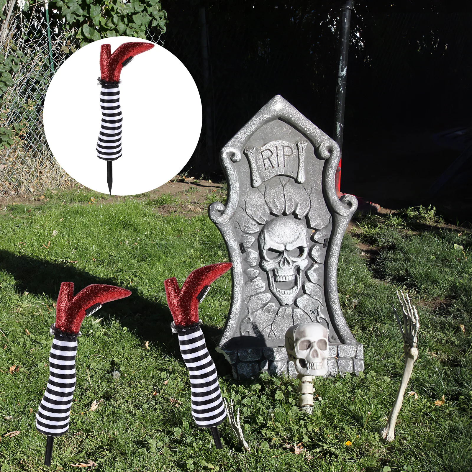 

Halloween Legs Decoration Outdoor Garden Scary Stakes Prop Decor Party Supplies Lawn Ornament Witch Leg Garden Stake