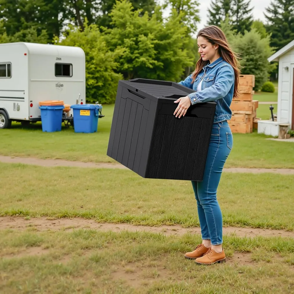 防水屋外収納ボックス 30ガロン容量、パティオ家具とプール用品収納用2個セット