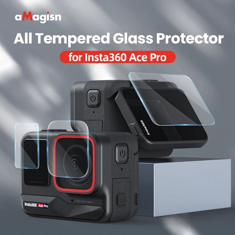 aMagisn HD Full Coverage Tempered Film Protective Screen Sports Camera Accessories for Insta360 AcePro