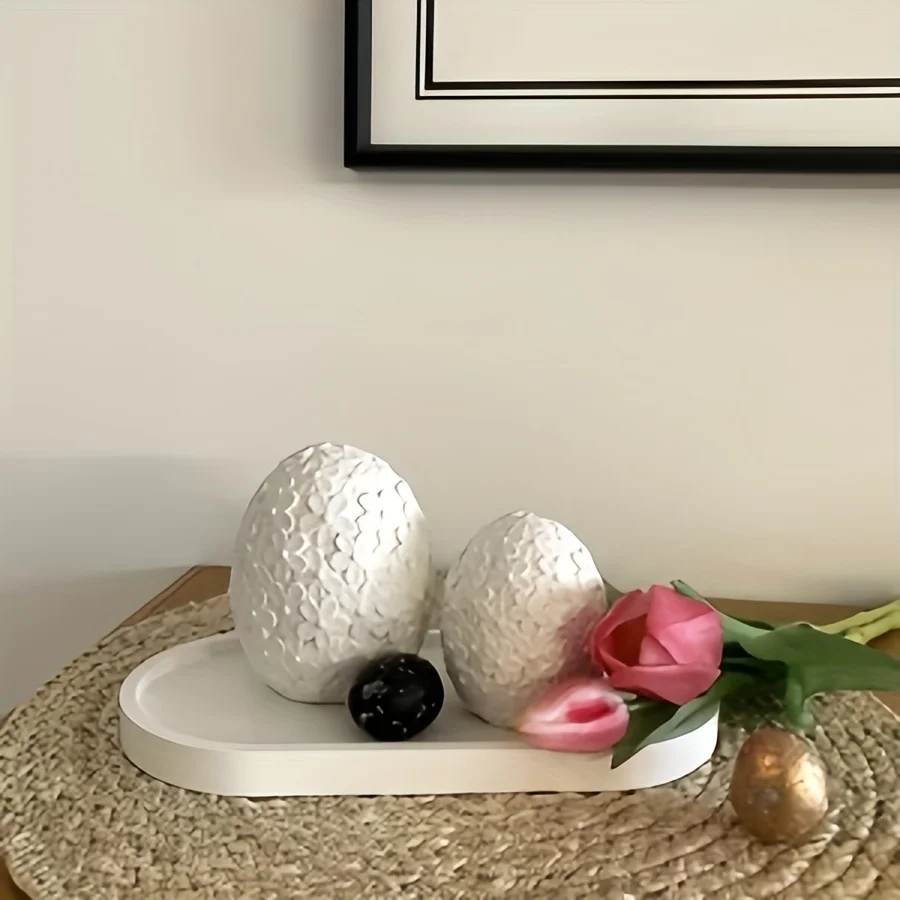 Resin silicone mold set of 2 pieces, Easter egg-shaped candle holder mold, decorative art piece, DIY shaping mold - view 5