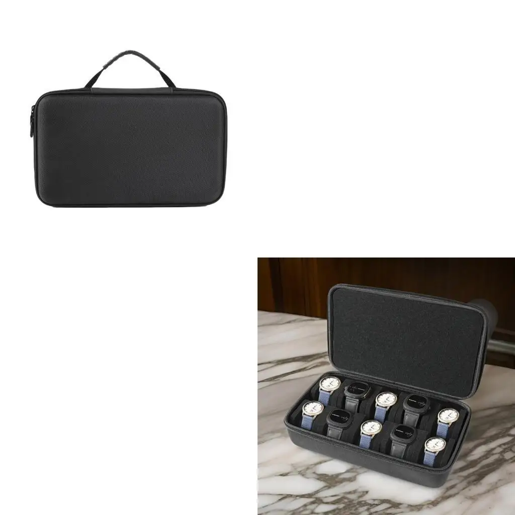 

Дорожная коробка для часов для мужчин, 10 слотов, жесткий футляр с мягкой подушкой, прочная ткань Оксфорд, решение для хранения
