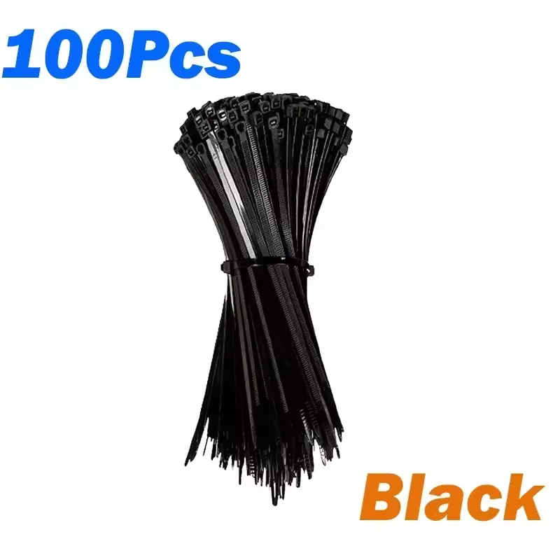 100PCS Black/White Nylon Cable Ties Self-Locking Zip Wire Ties for Organizing and Fastening Heavy Duty Strap for Electrical Use