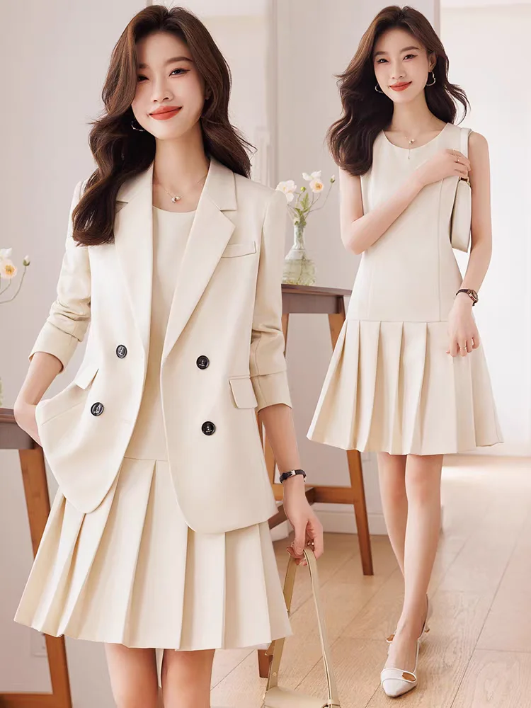 

Casual Suit Jaet Women's Inner Wear Midi Skirt Set Spring Autumn New High-End Feel Two-Piece Set Long Sve Blouse