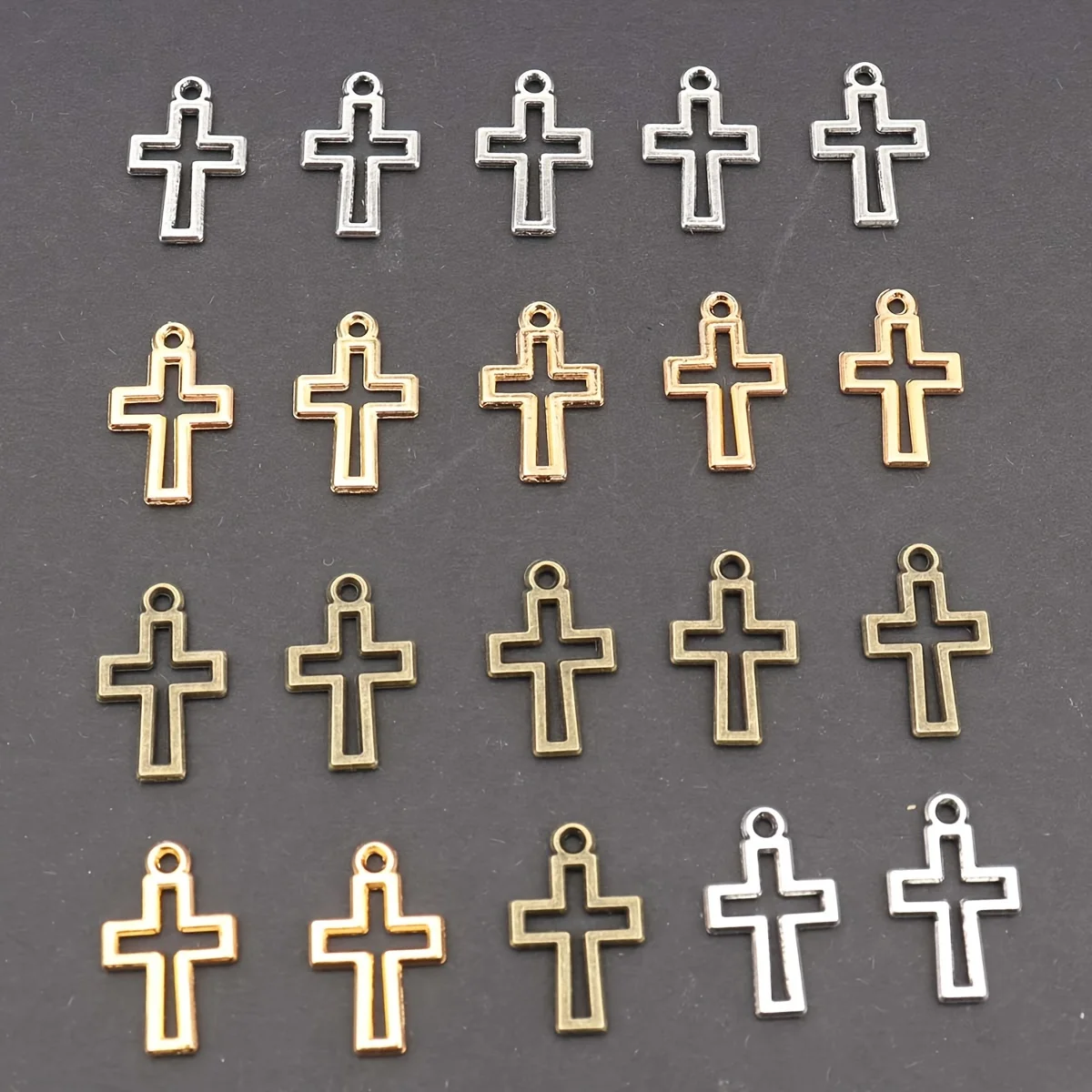 100pcs Mini Hollowed-Out Cross Pendant DIY Jewelry Making Kit Necklaces Bracelets Earrings Keychains Christmas Craft Accessories