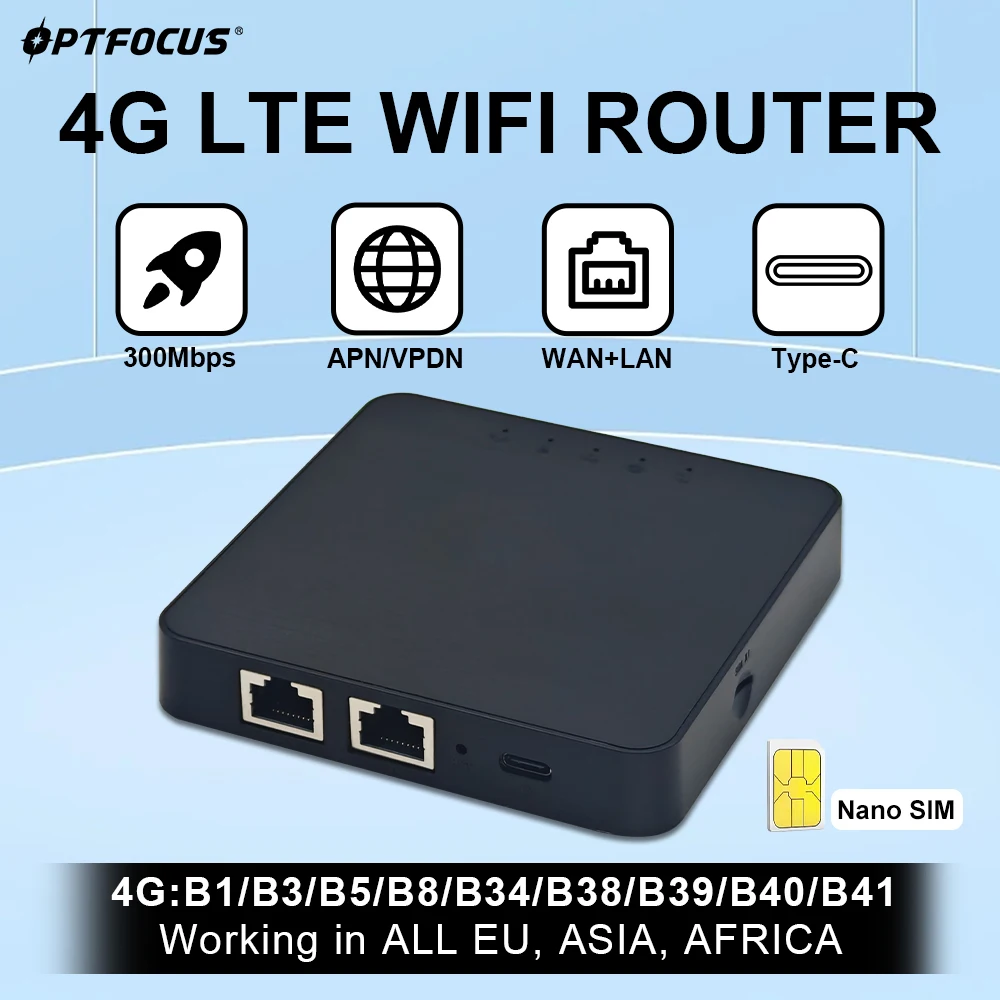 

OPTFOCUS 4G WIFI LTE маршрутизатор 300 Мбит/с беспроводной мини-бокс маршрутизатор для SIM-карты мобильный модем точка доступа открытый маршрутизатор для SIM-карты с WAN/LAN
