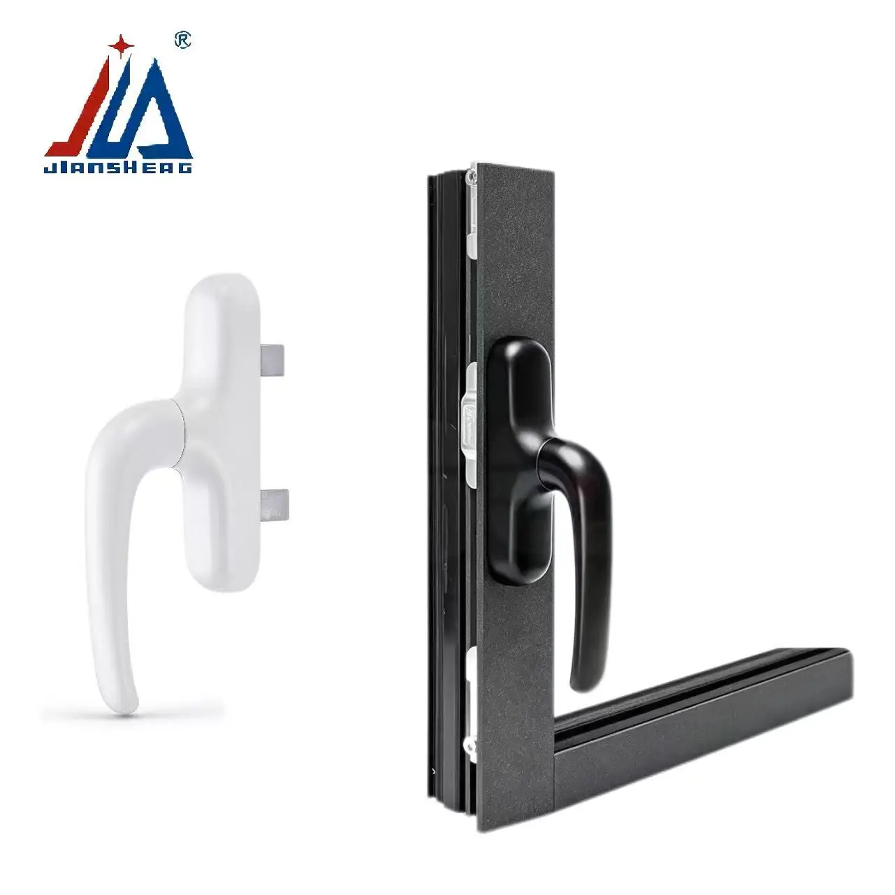 Aluminum Alloy Tilt and Turn Window Handle with Double Fork Connector, Replacement Lever for Aluminum PVC UPVC Casement Windows