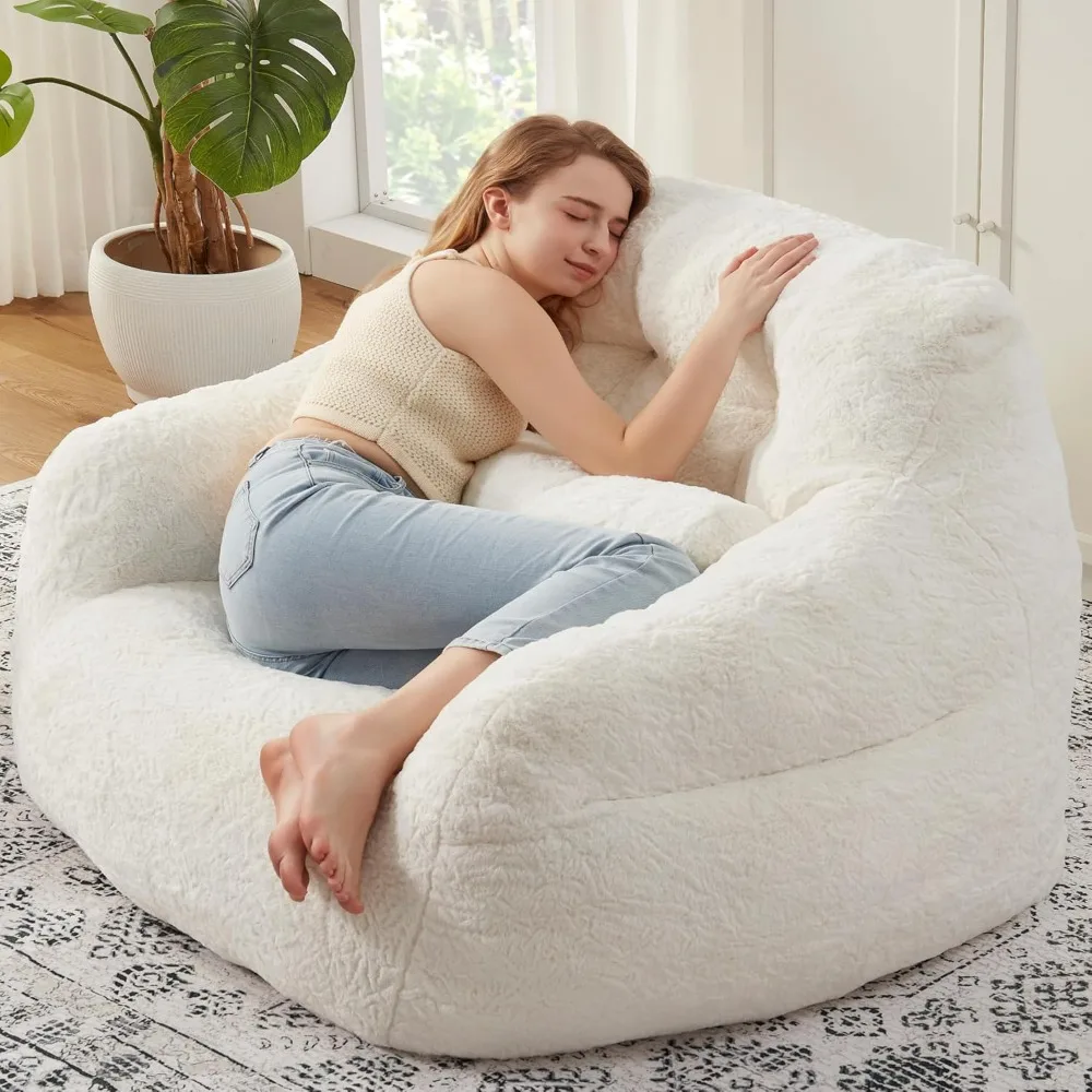 Giant Bean Bag Chairs for Adults with Filling Comfy Large Bean Bag Sofa Chair with Armrest Plush Soft BeanBag Lazy Couch Sofa