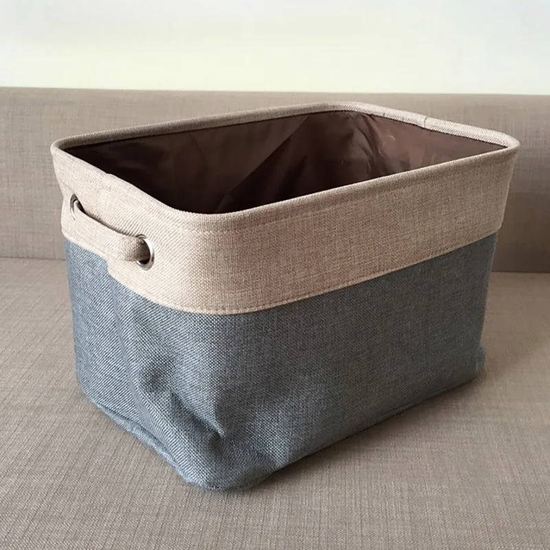 Large Capacity Storage Basket With Handle Linen Double-layer Storage Box Clothes Toy Car Storage Compartment Container Box