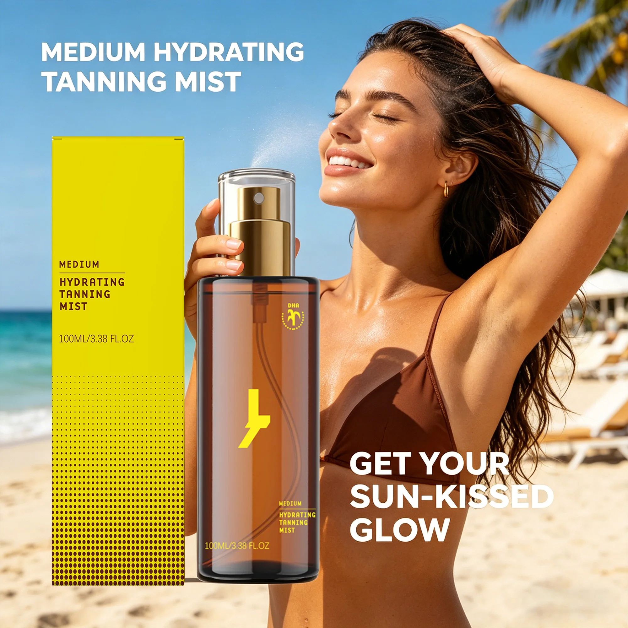 Moisturizing & Blackening Spray Creating Healthy Shiny Skin Even Skin Tone Instant Color Development Nourishing Body Care Spray