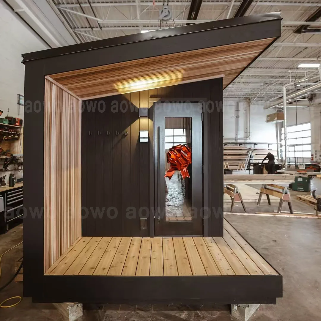 غرفة ساونا جافة للعائلة في الهواء الطلق مع خلع الملابس، حرم أرجوحة ساخنة للهروب من اللياقة البدنية الشخصية أو تمرين فيلادلفيا الداخلي