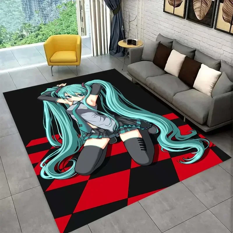 Hatsune Miku, cartoon carpet living room bedroom home decor kids room baby pad bathroom kitchen anti-slip carpet birthday gift