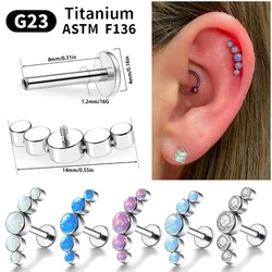 1PC ASTM F136 Titanium Five Opal/Cz Arc-Shaped Ear Cartilage Tragus Helix Labret Earring Piercing Body Jewelry