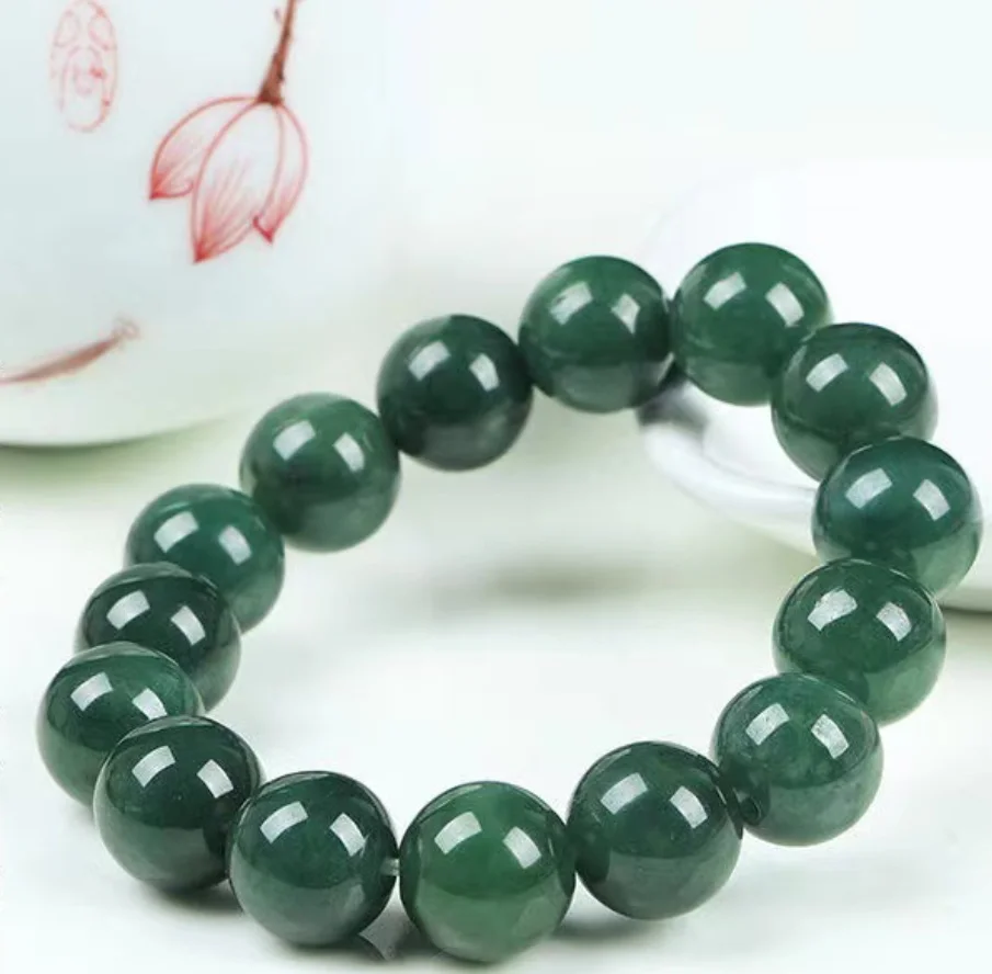 Fine Jewelry Natural Jade A+ Jadeite Hand String Oil Blue Bracelet Jade Jewelry