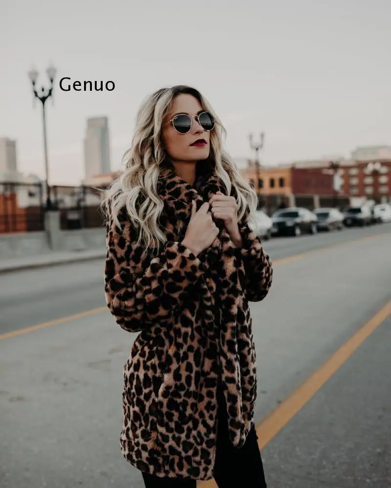 Women New Winter Faux Fur Coats Vintage Leopard Female Loose Warm Coats Casual Street Lady Animal Print Thick Outwears