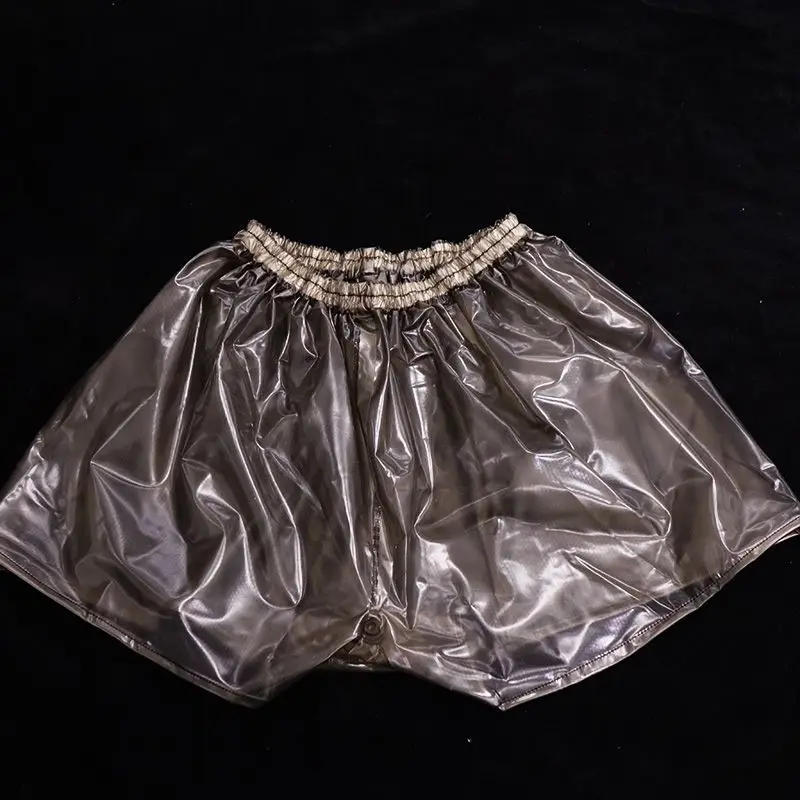 

Полупрозрачные черные мини-шорты ручной работы для частного бега, вечеринки, ПВХ, водонепроницаемые, непромокаемые, быстросохнущие, Harajuku FKK Abdl