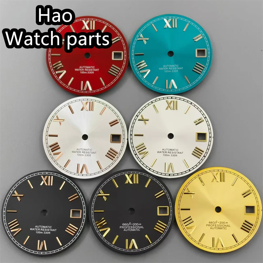 

BLIGER 29mm Sterile Dial Black Blue White Gold Red Dial Roman Edge Time Marks Suitable for NH35 NH36 movement