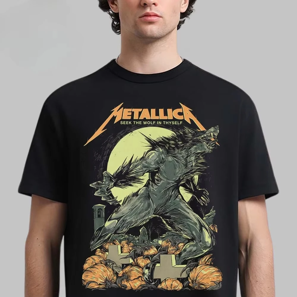 Metallica 2026 Halloween X Wolfskulljack The Werewolf T-Shirt Vintage Rock Graphic Cotton Unisex Fan Tee Men and Women T Shirt