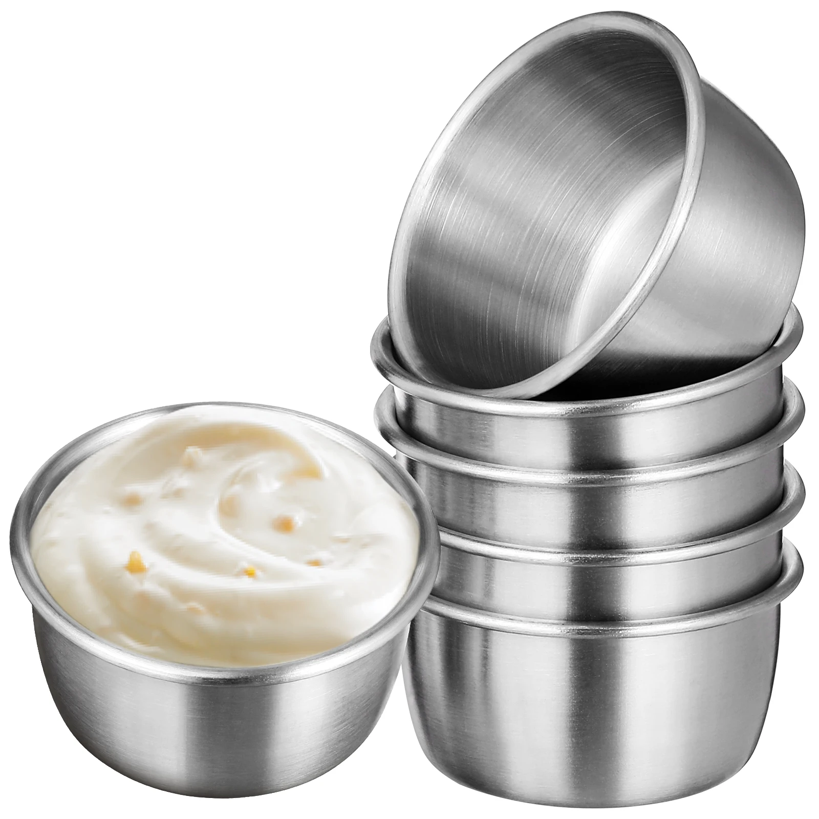 

6Pcs Stainless Steel Sauce Cups Reusable Containers for Cocktail Tartar Mayo Dipping Dipping Bowls