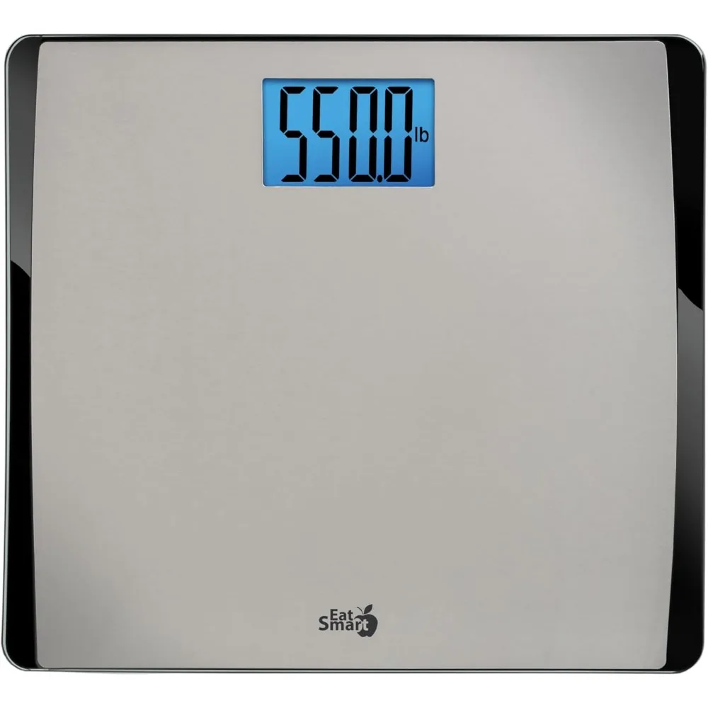 

Extra-High Capacity Digital Bathroom Scale, 550 lb, Wide Platform, Step-On Tech, Stainless Steel