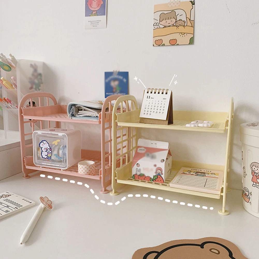 

1PC High Appearance Horizontal Desktop Storage Shelf Simple Multi-storey Dormitory Storage Shelf Computer Office Available