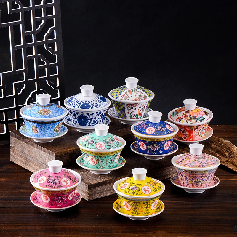 

Internet celebrity's same commercial specialty melamine imitation porcelain covered bowl, tea cup, creative retro restaurant,