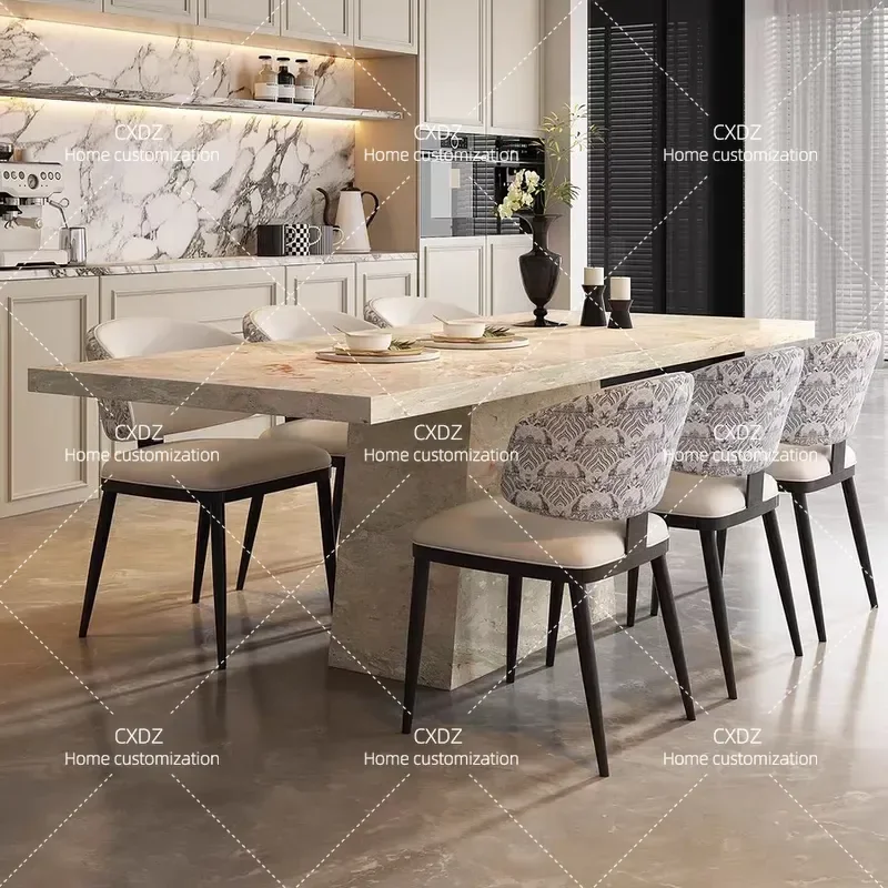 Modern Pastoral Rectangular Rock Slab Dining Table 2025 New Island Table for Kitchen and Dining Room