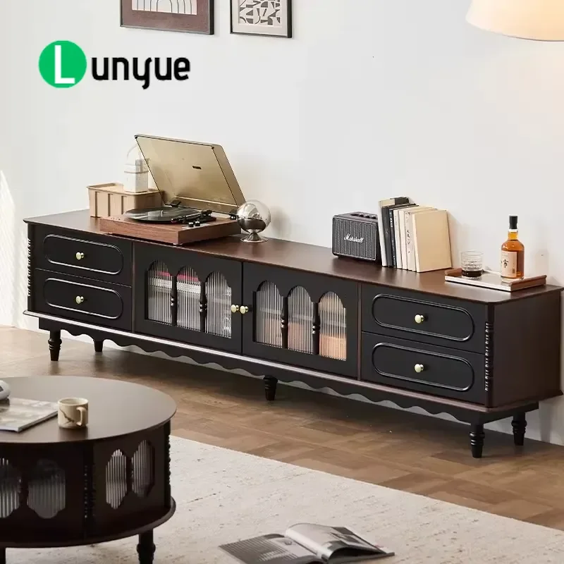 Solid Wood TV Cabinet Coffee Table Medieval Modern Style Eco Friendly Durable High End Living Room Bedroom Hotel Storage