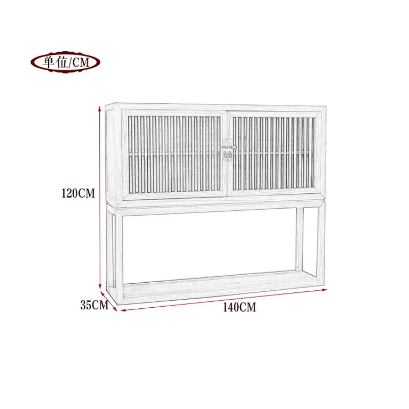 New Chinese elm dining side, porch foyer decoration, locker log tea, wine cabinet