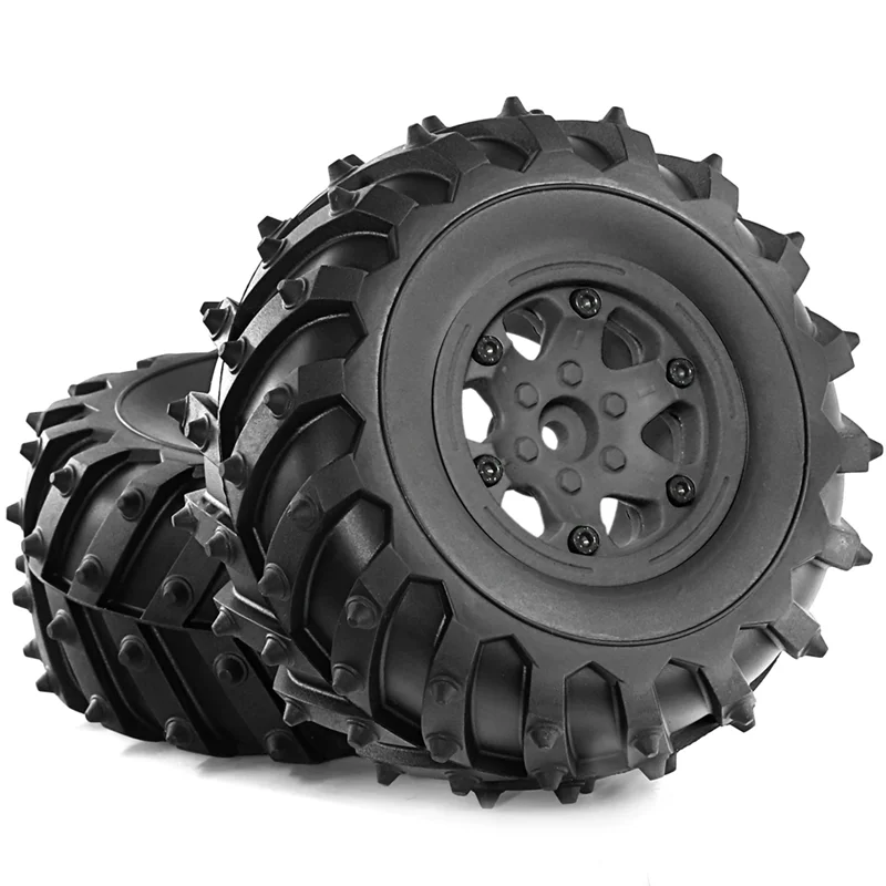 FBIL-4Pcs 128Mm 1/10-Monster Beadlock Wheel Rim Rubber Tire Set For 1/10 RC Crawler Car TRX4 D90 D110 Axial SCX10