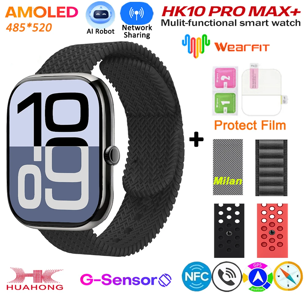 2025 HK10 Pro Max Plus GEN2 SmartWatch Original Series 10 AI ROBOT AMOLED NFC Compass GPS 4GB Local Album Music Network Watch