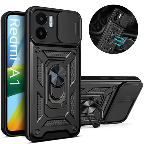 Xiaomi Redmi A1 케이스 충격 방지 갑옷 전화 케이스 Xiaomi Redmi A1 + A1 Plus 4G 스탠드 홀더 자기 자동차 링 뒷면 커버