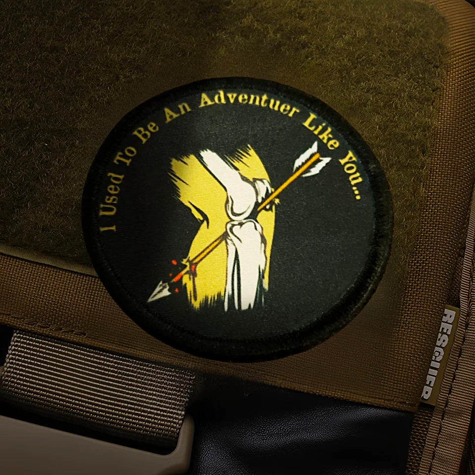 

Arrow to the Knee Skyrim Morale Tactical Patch Funny Hook&Loop Emblem Military Fus Ro Dah Badge Combat Armband Backpack Stickers