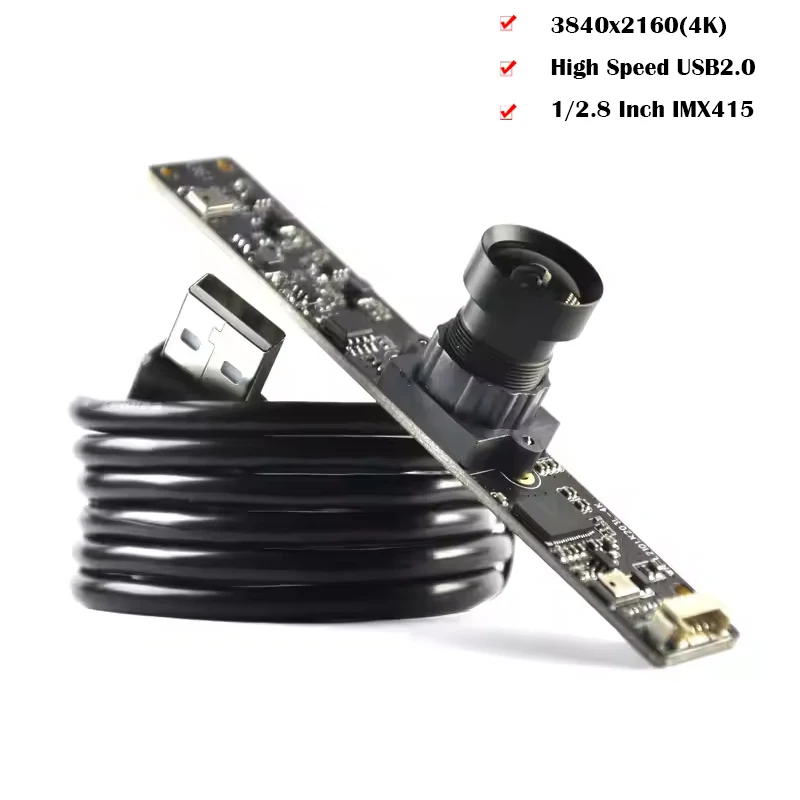 3840x2160 4K 8MP HD IMX415 USB Camera Module with Digital Mic FF  120° UVC-compliant, Plug and Play For Machine Vision