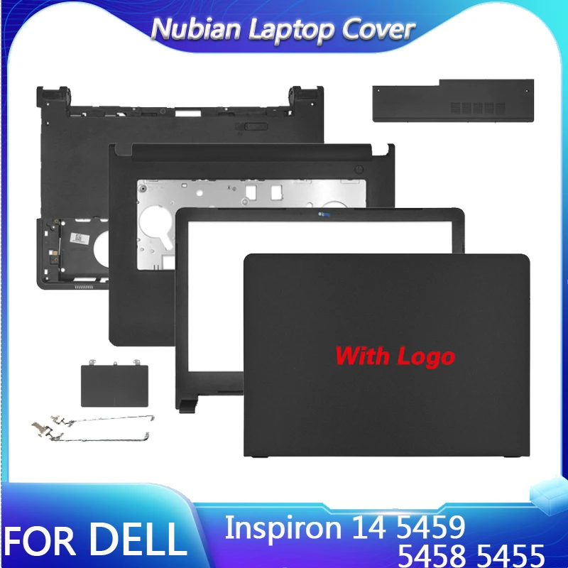 

New For Dell Inspiron 14 5458 5459 5455 Laptop LCD Back Cover/Front Bezel/Palmrest/Bottom Case Door Cover/Hinges No Touch Black