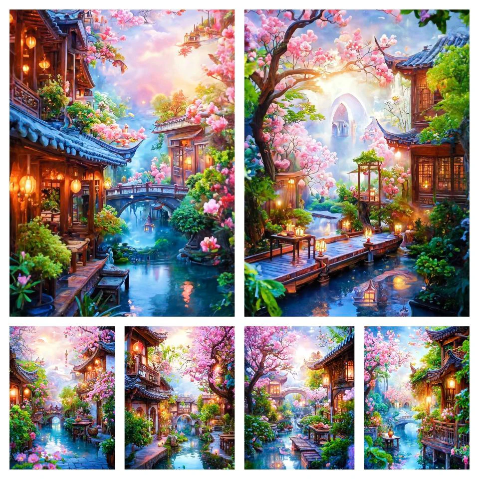 5D Diamond Paintings creek House Scenery New Arrivals Jewelry Embroidery Cross Stitch Kit Full Diamond Mosaic Diy Gift