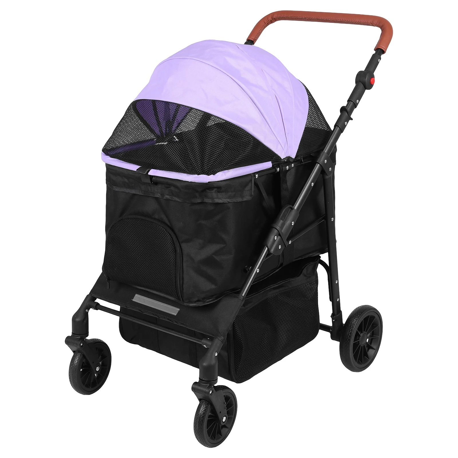 

Smooth-Ride Dog Stroller Removable Cushion & Reflective Strips Foldable Pet Cart Adjustable Handle for Small Medium Dogs Cats