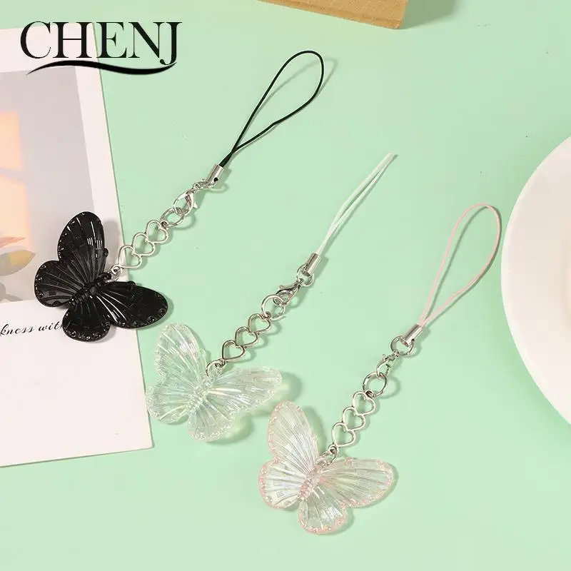 Sweet Cool Colorful Butterfly Charm Mobile Phone Chain Lanyard Cell Phone Strap Keychain Bags Pendant Decor