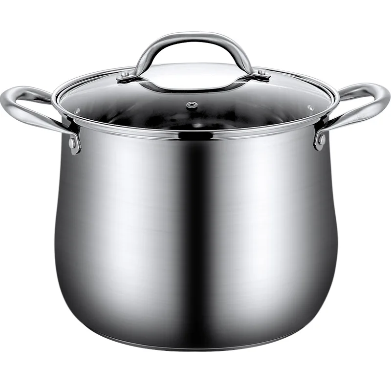 LFGB Certified 304 Stainless Steel 5L/7L Kitchen Saucepot Interior Circulation Anti-overflow Stockpot with Tempered Glass Cover