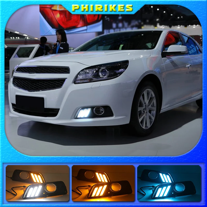 

2Pcs LED Daytime Running Lights DRL Fog Lamp for Chevrolet chevy Malibu 2011 2012 2013 2014 2015 With Yellow Signal