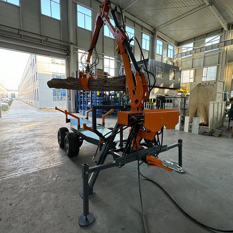 Gravel Trail Hauler Hydraulic Log Grapple Trailer Deep Pattern Tires Anti Stuck Rural Forest Wood Moving Equipment