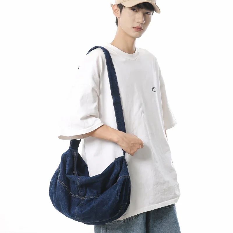 

Solid Denim Women's Bag New Jeans Shoulder Bag Student Messenger Bag Y2K Cowboy Eco Bag Korean Shopping Satchels Canvas Handbags