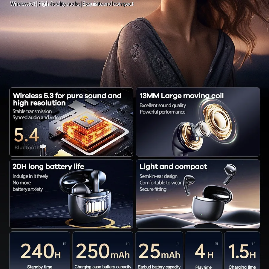 Auricolari Bluetooth wireless serie REMAX CozyBuds W26 Keyzou, effetti sonori ad alta fedeltà ad alte prestazioni, comfort semi-in-ear