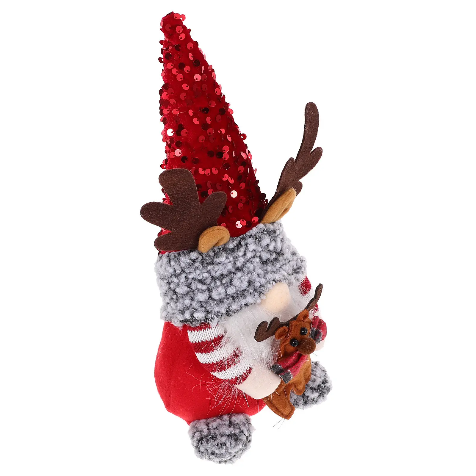 Delicate Christmas Gnome Adornment Unique Sitting Posture Sparkly Pointed Hat Festive Home Decor for Desktop Window Shelf Xmas