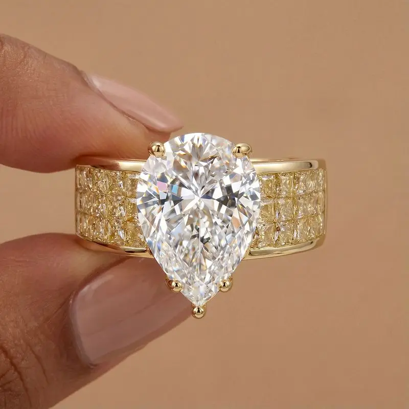 

Daily Wear Square Water-Drop Cubic Zircon Big Rings for Women Gold Colour High Quality Female Accessories Wedding Party Jewelry