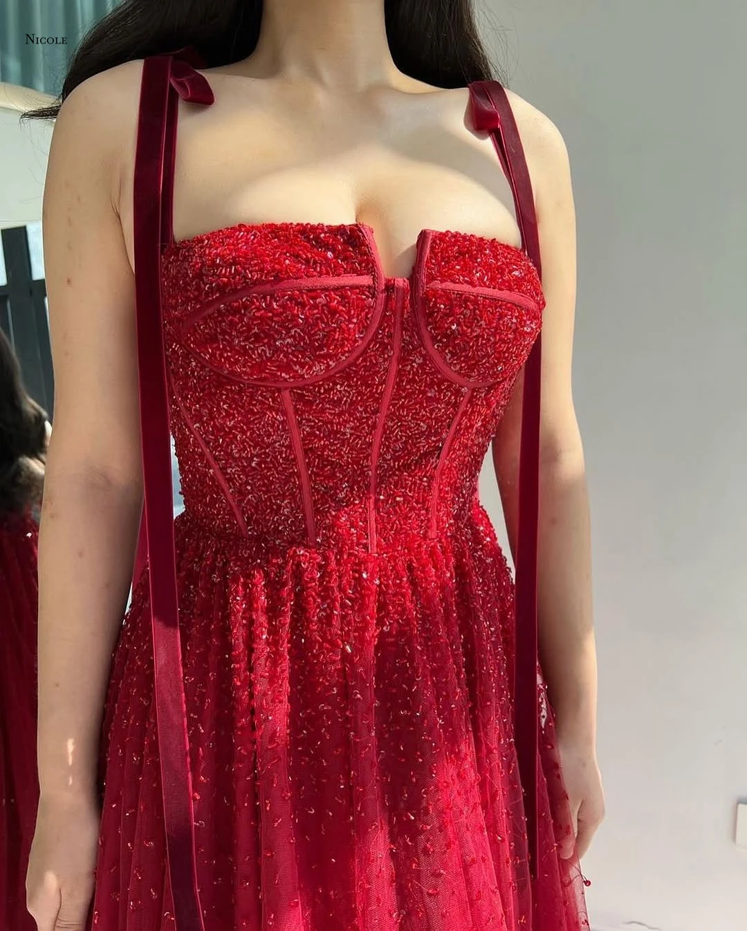 Nicole Line A Abendkleider für Damen, elegante Partykleider 2025, maßgeschneiderte Ballkleider, Abschlussballkleid, Sling-Pailletten, Robe, Soiree, Gala