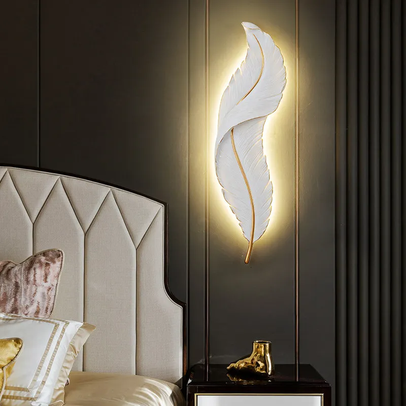 Nordic Minimalist And Luxurious Creative Feather Wall Lamp For Living Room And Bedroom Bedside Lamp Interior Lighting Fixture